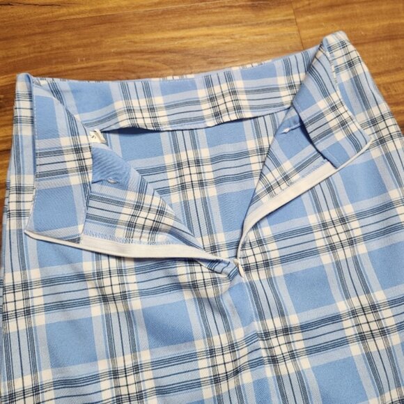 NWOT Shein Baby Blue Plaid Mini Skirt w/ Slits Size Small - Picture 5 of 6